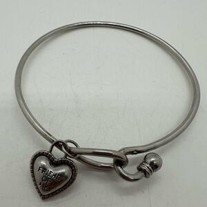‘Friend of Alex’ heart charm stainless steel bangle bracelet
